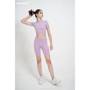 Crowneck crop top and sport short set